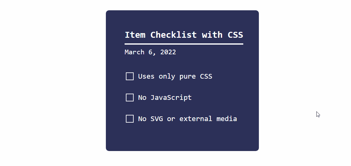 Item Checklist with CSS