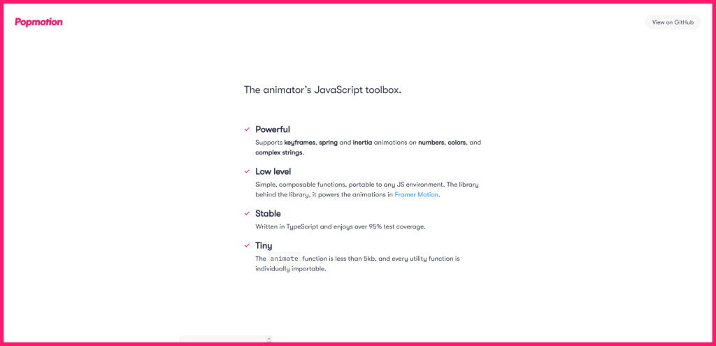 Popmotion - Simple animation libraries for delightful user interfaces