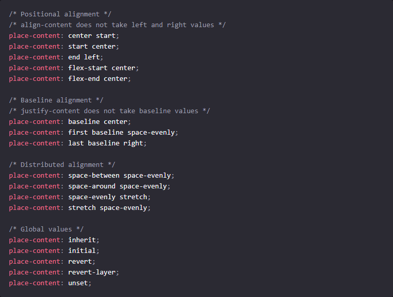 place-content syntax