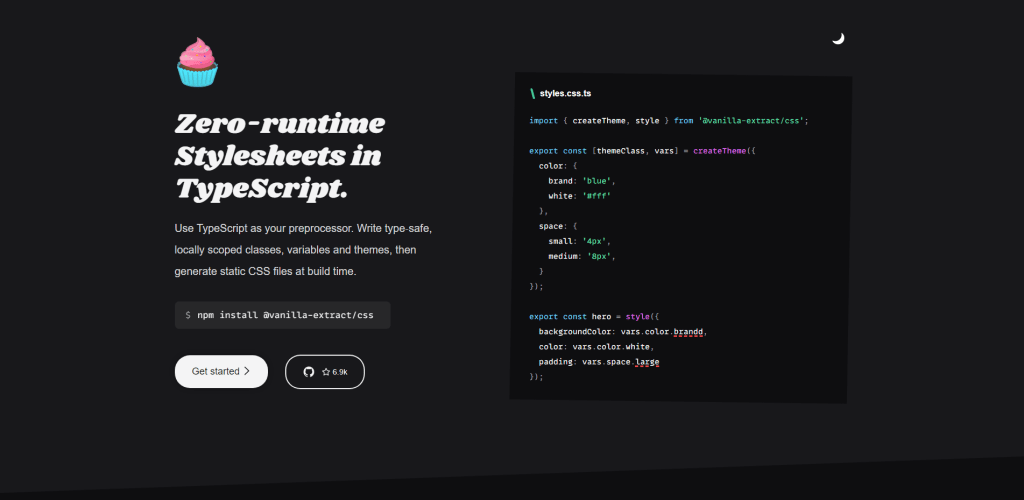 vanilla-extract — Zero-runtime Stylesheets-in-TypeScript.