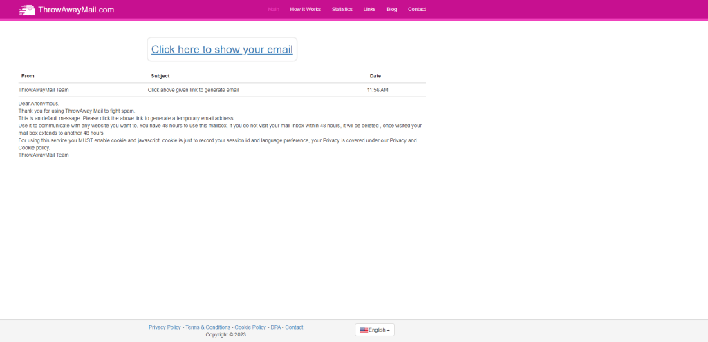 ThrowAwayMail – Generate a New Email Address Instantly
