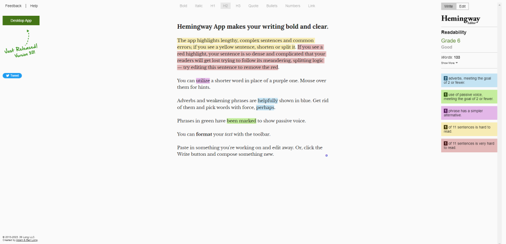 Hemingway App