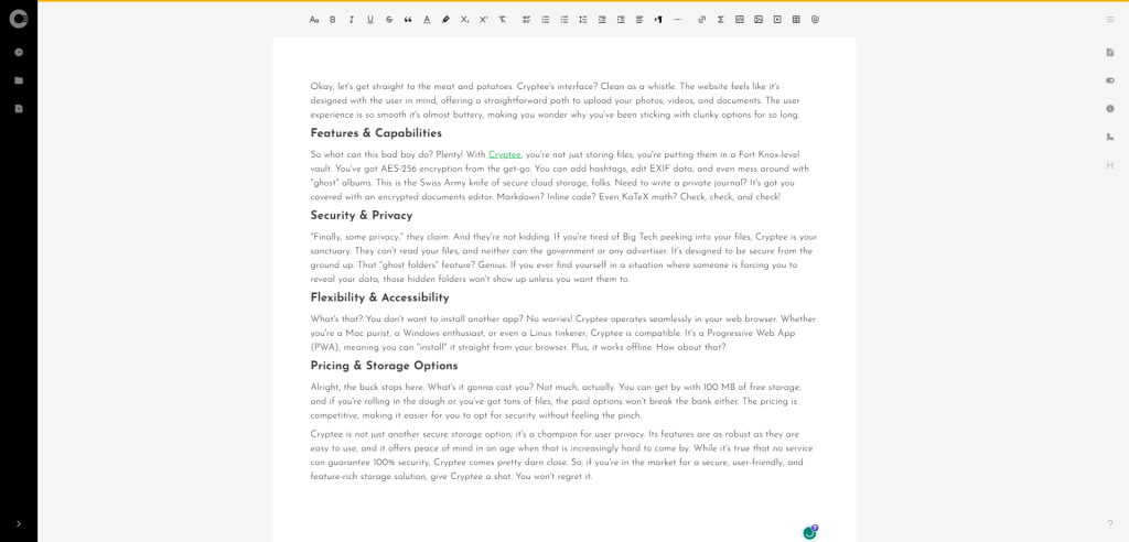 Cryptee user interface