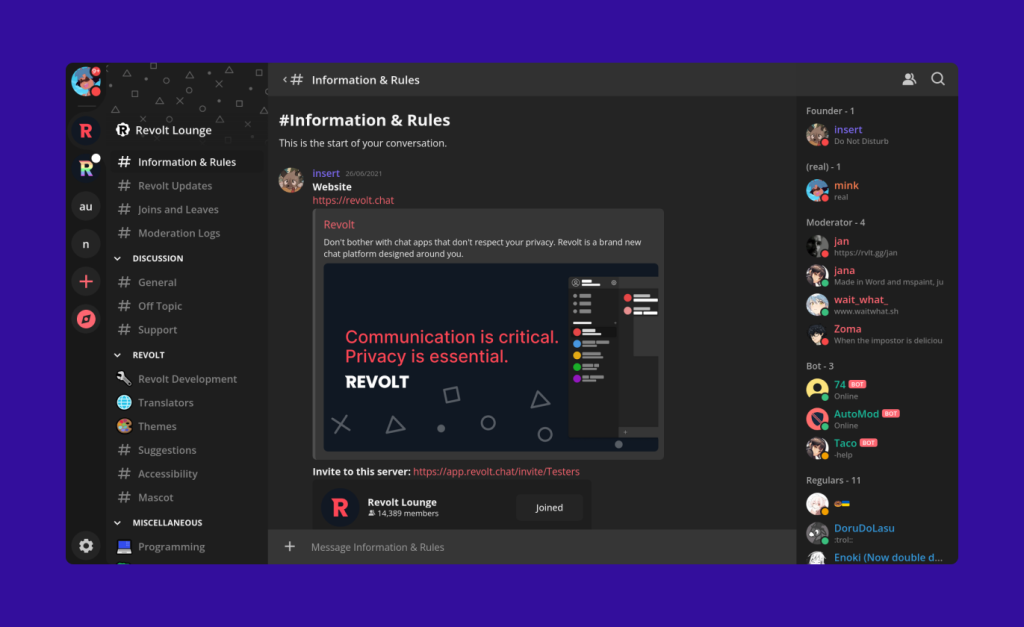 Revolt Chat UI