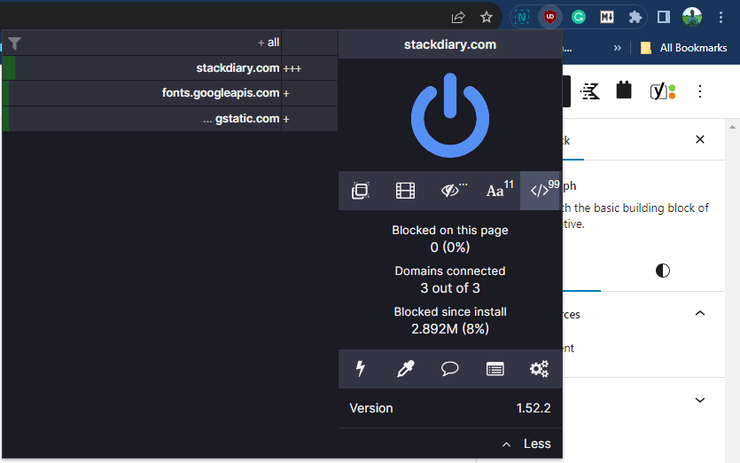 disable js ublock origin