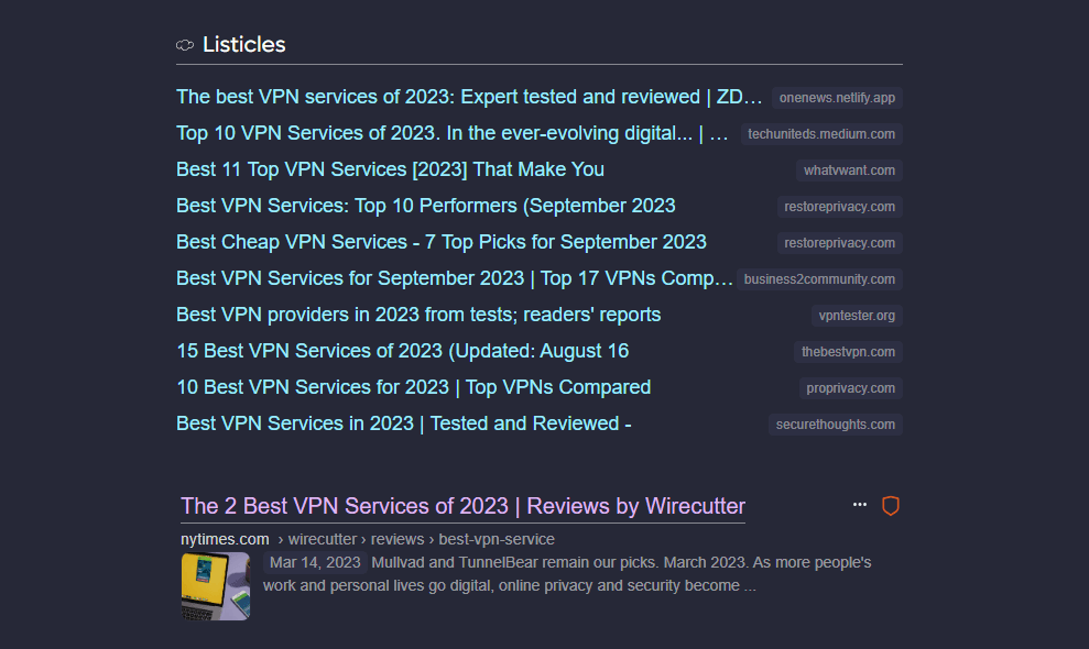 kagi listicles example