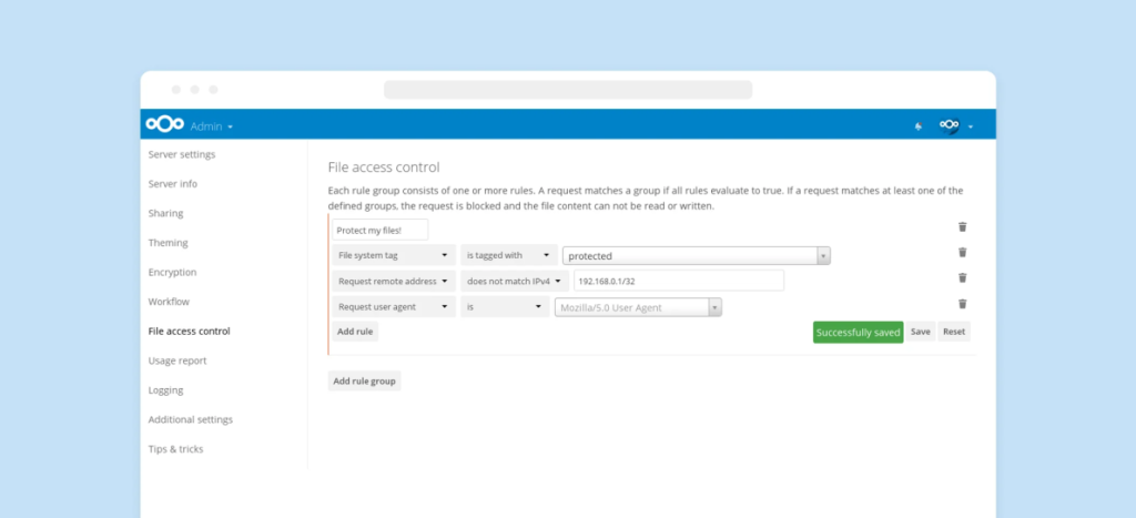 nextcloud file access control