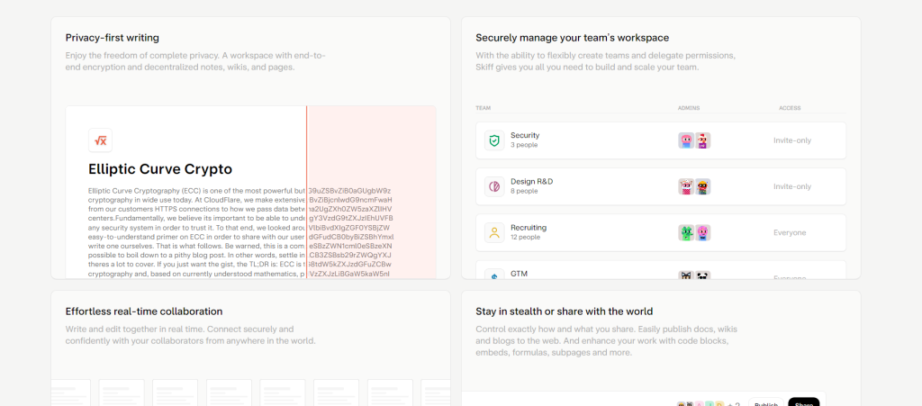 skiff pages features