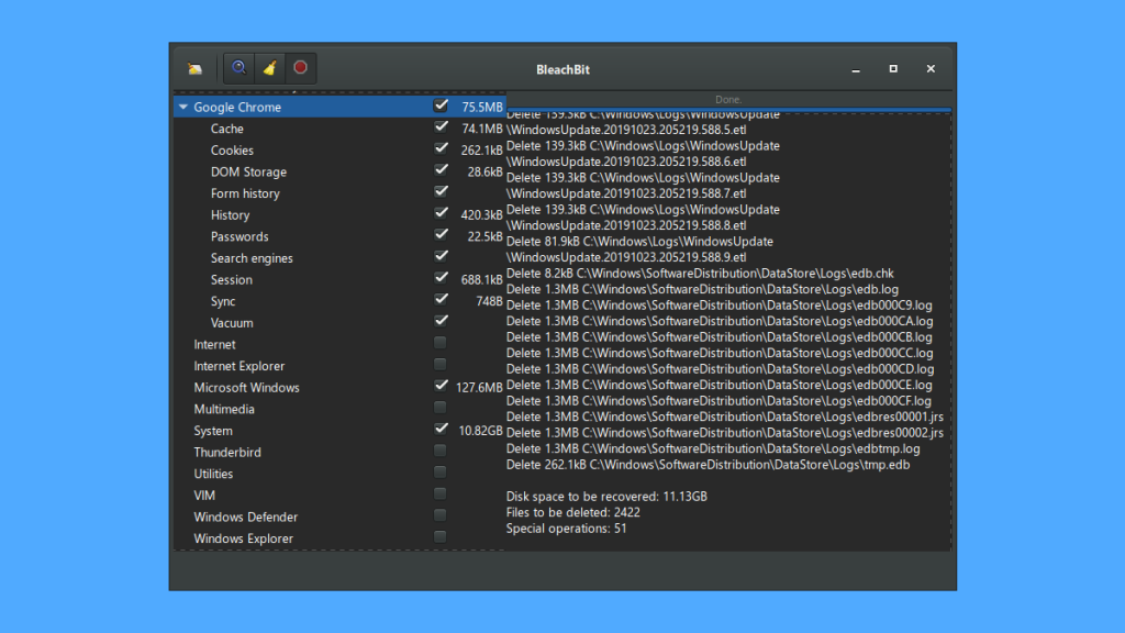 BleachBit UI