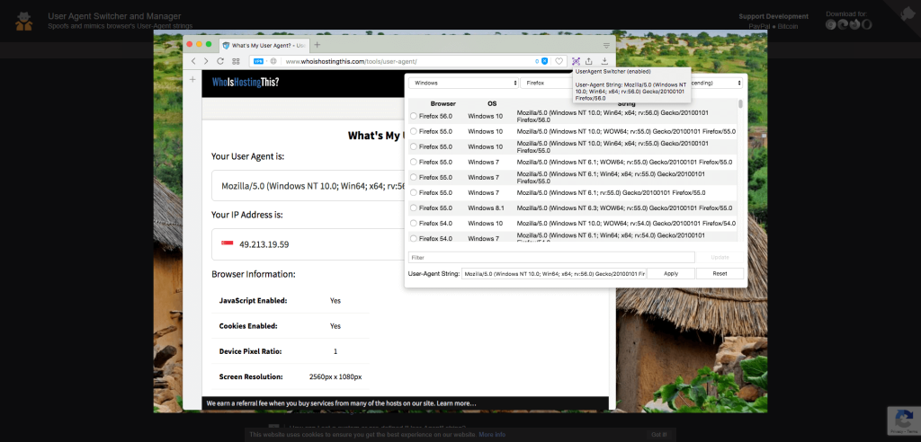 User-Agent Switcher and Manager