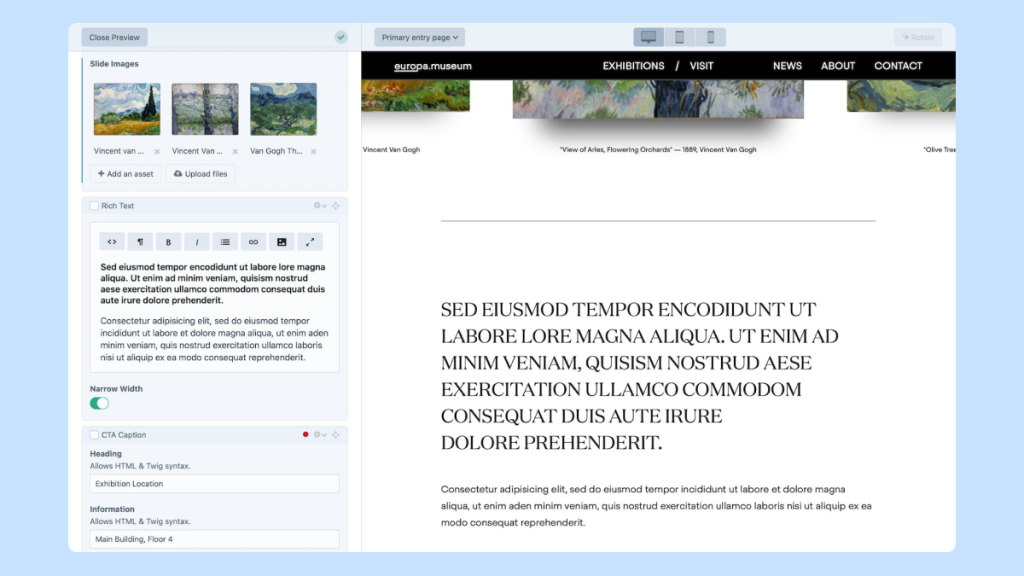 craft cms live preview