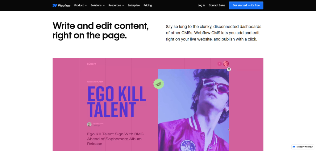 webflow content editing