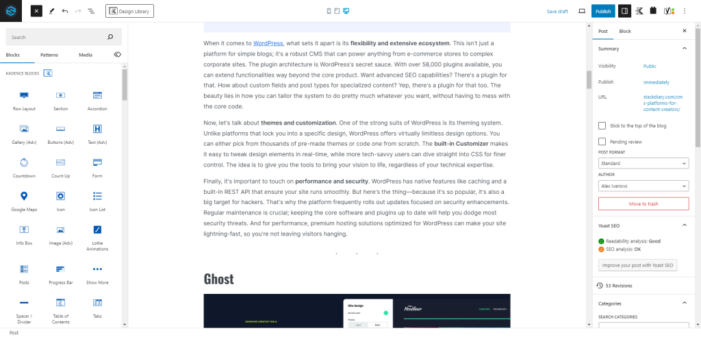 wordpress dashboard