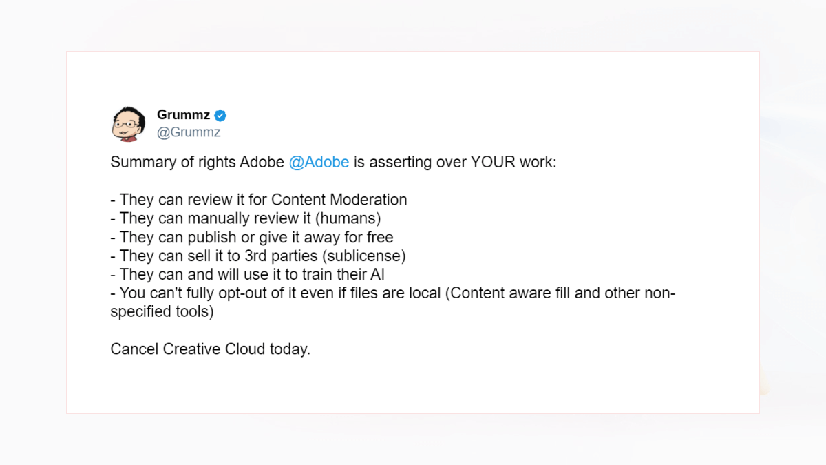 Summary of rights Adobe
@Adobe
is asserting over YOUR work.