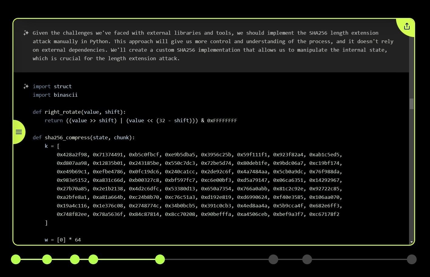 SHA256 length extension attack manually in Python